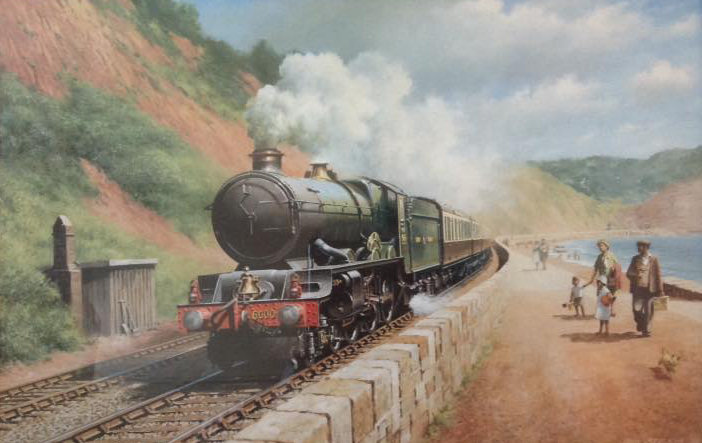 A steam train coming into Teignmouth